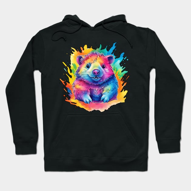 Rainbow Splash Wombat! Hoodie by TheWombatsDen